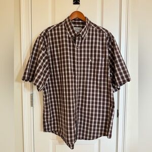 Carhartt Brown Plaid Short Sleeve Casual Button Down Shirt, XL